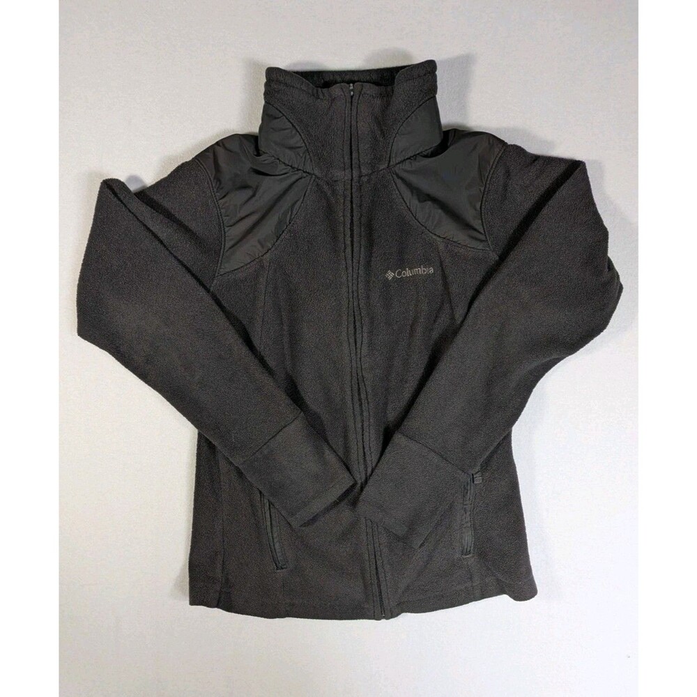 Columbia Womens Fleece Jacket S Small Black Full Zip Extended Collar Warm XL6446